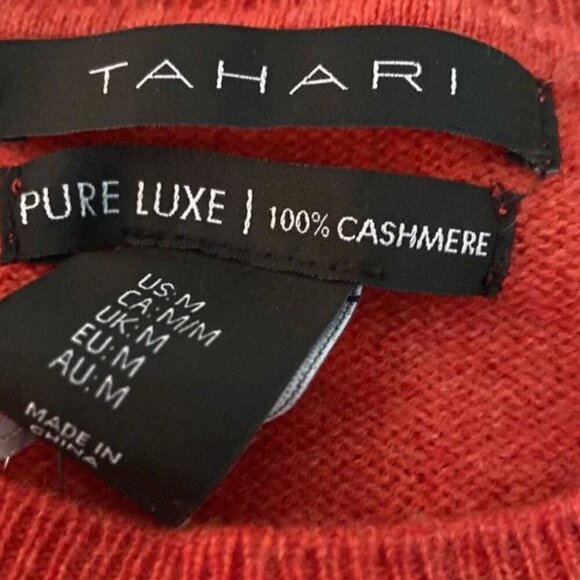 Tahari 100% Luxe Cashmere Crewneck Sweater M NWT Burnt Orange Fall Winter Cozy - Picture 2 of 4